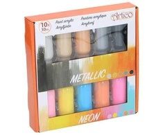 Artico - Neoninių / metalinių akrilinių dažų rinkinys tūbelėse 30 ml