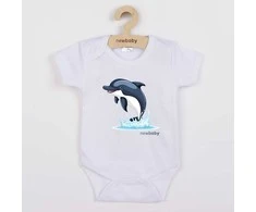 Kūdikių kombinezonas su raštu New Baby Dolphin - trumpomis rankovėmis, 56 (0-3m)