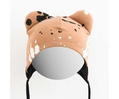 Baby cotton cap with ears New Baby paw mustard, size 56 (0-3m), 56 (0-3m)