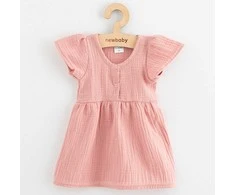 Kūdikių muslino suknelė New Baby rožinė, 56 (0-3m)
