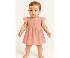 Kūdikių muslino suknelė New Baby rožinė, 80 (9-12m)