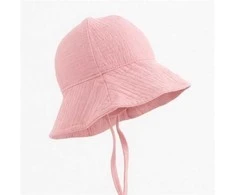 Baby Muslin Hat New Baby pink, 68 (4-6m)