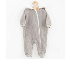 Baby Muslin kombinezonas su gobtuvu New Baby Comfort drabužiai pilki, 80 (9-12m), 80 (9-12m) dydis