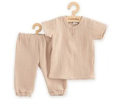 Kūdikių muslino rinkinys Marškinėliai ir kelnės New Baby smėlio spalvos, 80 (9-12m)