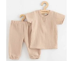 Kūdikių muslino rinkinys Marškinėliai ir kelnės New Baby smėlio spalvos, 68 (4-6m)