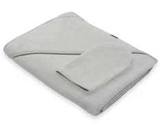 Kiltinis rankšluostis kūdikiui su gobtuvu New Baby BASIC 100x100 pilka
