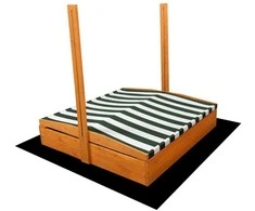Baldakimas vaikams medinė smėlio dėžė Baby Mix 120x120 cm žalia ir balta