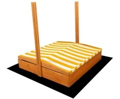 Baldakimas vaikams medinė smėlio dėžė Baby Mix 120x120 cm geltona ir balta
