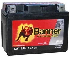 Banner 3Ah Bike Bull AGM 12V 50A akumuliatorius 114x71x86mm
