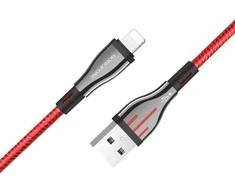 „Borofone Highway“ – 1,2 m USB ir „Lightning“ jungties kabelis (juodas / raudonas)