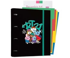 BT21 - Street Mood kolekcija A4 segtuvas su lakštais (4 žiedai, guminė juosta)