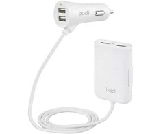 Budi - 4 USB automobilinis įkroviklis (2 USB prievadai naudojami automobilio gale)