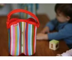 BUILT Bottle Buddy dviejų butelių krepšys su laikikliu (Baby Rožinė Stripe)