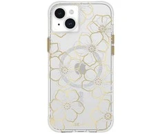 Case-Mate gėlių brangakmeniai MagSafe – iPhone 15 Plus dėklas (auksinis)