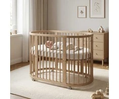 Children s growing 3-in-1 oval cot + mattress New Baby walnut color