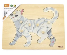 Children s wooden puzzle with handles Viga Cat