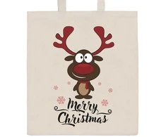 Cotton shopping bag natural with print New Baby Merry Christmas