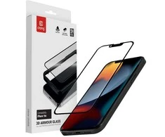 „Crong 3D Armour Glass“ – grūdintas stiklas, skirtas „iPhone 16e“ / „iPhone 14“ / „iPhone 13“ / „iPhone 13 Pro+“ montavimo rėmeliui