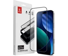 „Crong 3D Armour Glass“ – grūdintas stiklas iPhone 17 Pro Max + montavimo rėmelis