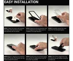 Crong antibakterinis 3D šarvų stiklas – 9H visiškai klijais grūdintas stiklas, skirtas iPhone 16 Plus / iPhone 15 Plus + montavimo rėmas