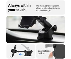 „Crong Carclip Dashboard“ – universalus 2 viename automobilio laikiklis prietaisų skydeliui ir priekiniam stiklui (juodas)