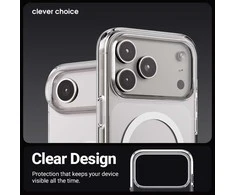 „Crong Clear MAG“ dėklas – „MagSafe iPhone 17“ (skaidrus)