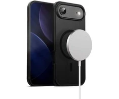„Crong Hybrid Frost MAG“ dėklas – „MagSafe iPhone 17 Air“ dėklas (juodas)