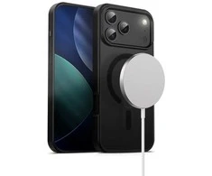 „Crong Hybrid Frost MAG“ dėklas – „MagSafe iPhone 17 Pro Max“ (juodas)