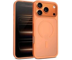Crong hibridinis matinis magnetinis „MagSafe“ iPhone 17 Pro dėklas (oranžinis)