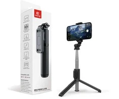 „Crong SelfieGo Lite“ – kompaktiškas „Bluetooth“ asmenukių lazdos trikojis (juodas)