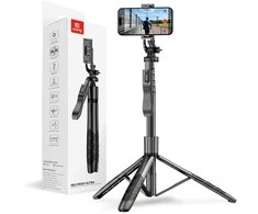 „Crong SelfieGo Ultra“ – aliuminio „Bluetooth“ asmenukių lazdos trikojis (juodas)