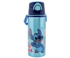 Gertuvė Disney Stitch - aliuminio vandens buteliukas su šiaudeliu ir dirželiu 730 ml