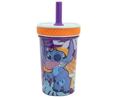 „Disney Stitch“ - „Dropsafe“ nepralaidus puodelis su silikoniniu šiaudeliu iš „Aloha Collection“, 370 ml