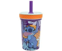 „Disney Stitch“ - „Dropsafe“ nepralaidus puodelis su silikoniniu šiaudeliu iš „Aloha Collection“, 370 ml