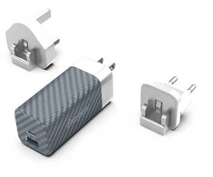 Energizer Ultimate – kelių kištukų ES / JK / JAV GaN USB-C ir USB-A 65 W PD tinklo įkroviklis (sidabras)
