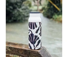 Gertuvė Quokka Echo - 690 ml Stainless Steel Bottle with Silicone Handle (Abstract Leaves)