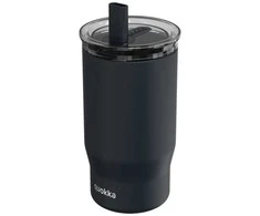Quokka Mist - nerūdijančio plieno termo puodelis 720 ml su šiaudeliais (juodas)