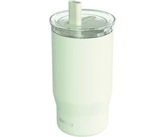 Quokka Mist - nerūdijančio plieno termo puodelis 720 ml su šiaudeliais (pastelinė žalia)