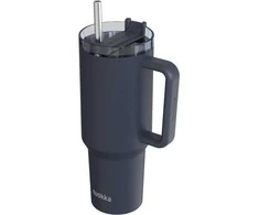 Quokka Stream - nerūdijančio plieno termo puodelis 1200 ml su šiaudeliais (grafitas)