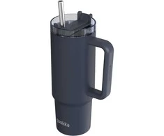 Quokka Stream – nerūdijančio plieno termo puodelis 950 ml su šiaudeliais (grafitas)