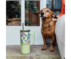 Quokka Umi - Stainless Steel Thermal Mug 720 ml with Straw and Silicone Coaster (Žalias Tea)