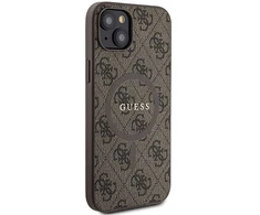 Dėklas GUESS GUHMP15SG4GFRW IPHONE 15/14/13 6.1 "BROWN / BROWN HARDCASE 4G COLLECTION LEATHER METAL LOGO MAGSAFE