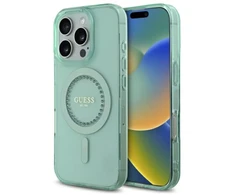 Guess IML Rhinestones MagSafe Apple iPhone 16 Pro Max Case - dėklas telefonui žalios spalvos