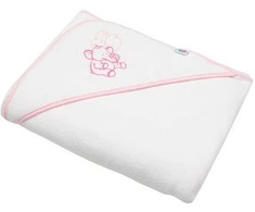 Kiltinis rankšluostis kūdikiui su siuvinėjimu ir gobtuvu New Baby 100x100 baltas dramblys