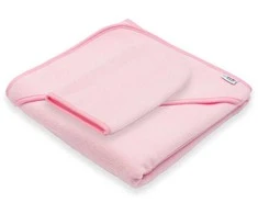 Kūdikio kilpinis rankšluostis su gobtuvu New Baby BASIC 80x80 rožinis