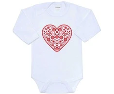 Kūdikių kombinezonas su raštu New Baby Folk Pattern Raudona Heart, 74 (6-9m)