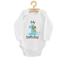 Kūdikių kombinezonas su raštu New Baby My first birthday mėlynas, 80 (9-12m)