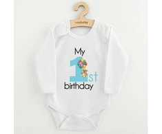 Kūdikių kombinezonas su raštu New Baby My first birthday mėlynas, 80 (9-12m)