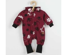 Kūdikių medvilninis kombinezonas su gobtuvu ir ausytėmis New Baby paw tamsiai rožinės spalvos, 86 (12-18m), 86 (12-18m) dydis