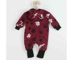 Kūdikių medvilninis kombinezonas su gobtuvu ir ausytėmis New Baby paw tamsiai rožinės spalvos, 86 (12-18m), 86 (12-18m) dydis